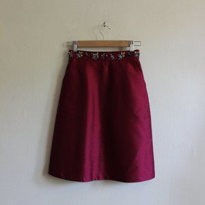 L.K. Bennett SK Kent Mulberry Silk Blend Embellished Skirt size 2